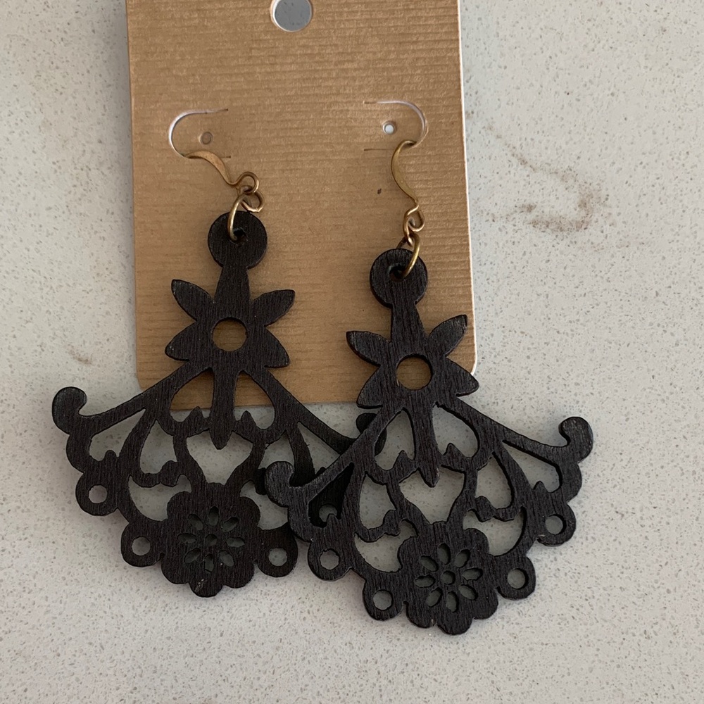 Dark brown wooden  dangle Earrings